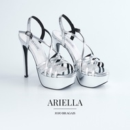 Jojo Bragais Ariella Metallic Silver 5.5-Inch High Heels | Pageant Heels | Platform Heels