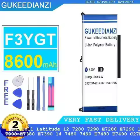 Battery F3YGT 8600Mah For Dell Latitude 12 7280 7290 E7280 E7290 13 7380 7390 E7380 E7390 14 7480 74