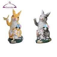[deevoka] Solar Powered Bunny Statue Light Outdoor Statue Bunny Solar Lamp Figurine for Backyard