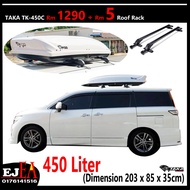 Taka Roofbox TK-450C White Slim Glossy Roof box With Roof Rack