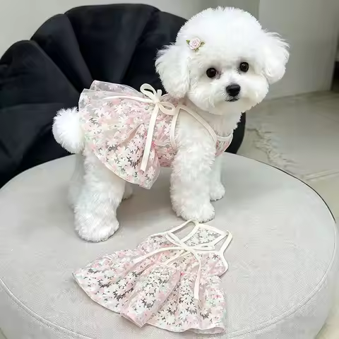 New Pet Dresses Bichon Cherry Dress Princess Style Dog Clothes Bichon Summer Breathable Clothing Yor