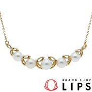 Mikimoto珍珠項鍊，珍珠：約5.5-6毫米（吊墜尺寸：約1.3公分（高）x 4.0公分（寬）x 0.7公分（厚），鍊長：約42公分），K18YG鍍金，拋光，成色極佳[二手]