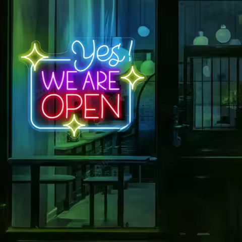 Yes We Are Open Neon Sign USB Dimmable LED Neon Light for Coffee Shop Restaurant Beauty Salon Window
