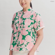 AT Cuv เสื้อคอจีน อก 44 ยาว 23 เสื้อแขนสั้น กระดุมผ่าหน้า เสื้อผ้าลินิน แท้ 100% เส้นใยธรรมชาติ พิมพ