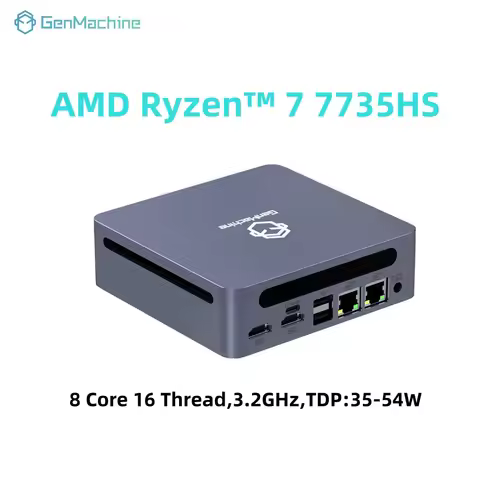 GenMachine AMD Ryzen 7 7735HS Mini PC 3.2GHz 54W 8 Core 16 Thread Windows 11 DDR5 16G 6400Mhz 2.5G L