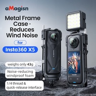aMagisn Metal Cage for Insta360 X5/X4, X5 Case Aluminum Frame Bumper, Silicone Lens Cap