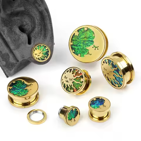 1PC Surgical Steel Sun Shell Shape Ear Plug Earrings Expander Tunnel Stretchers Body Piercing Jewelr