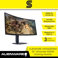 ALIENWARE AW3425DWM 34" Ultrawide Curved Gaming Monitor - 180Hz/VA/1ms GTG