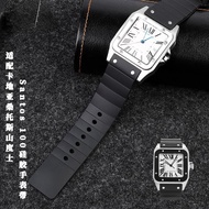 Rubber Watch Strap for Cartier Santos Sandoz Santos 100 Men's Women's Silicone Watchband 23mm