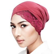 Muslim Fashion Scarf anak Tudung Inner Snowcap Short Flower skaf Selesa Kain Sejuk Cantik Tudung serkup kepala lace