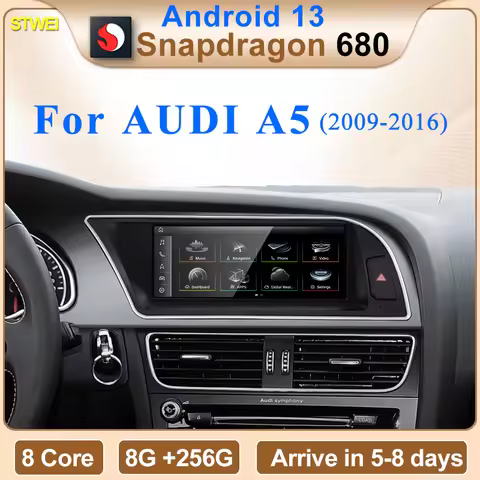 STWEI Qualcomm Snapdragon 680 6225 2.4GHz Wireless CarPlay Auto For AUDI A5 S5 Car Multiledia Player