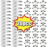 20pcs Silver Star Hair Clips BB Snap Hairpins Base for DIY Handmade Barrettes Styling Tools Y2K Women Girl Hair Accessories Hair Accessories