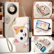HonorX9d Flip Wallet Card Slot Holder Casing For Honor X9d X9B X9a X 9D X7d HonorX7D 4G 5G Cute Cat 