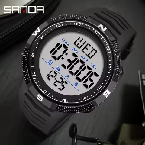 SANDA 6014 Top Unique Style Waterproof Men Watch Multifunctional LuminouS DigitaL Watch Outdoors Spo