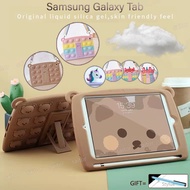 Lanyard Rainbow Cute Unicorn Bear Soft Silicone Case With Stand 3D Decompression Particle Shockproof Tablet Cover for Samsung Galaxy Tab A 8.0 SM-T290 295 297 2017(A7 10.1 SM-T510 515)10.4 SM-T500 505 507(S6 Lite 10.4 SM-P615 610)A7 Lite SM-T220 225 8.7