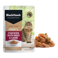 (D) BLACK HAWK Pouch Cat Chicken With Beef &amp; Lamb (Grain Free) 85g