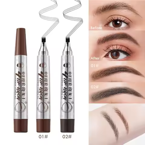 4 Point Eyebrow Pencil 4 Prong Tip Eyebrow Pen 4 Fork Eyebrow Pencil Waterproof Liquid Eyebrow Penci