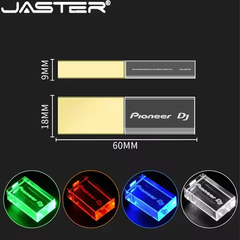 Pioneer DJ USB Flash Drive 64GB High-speed Pen Drive 16GB Crystal with Color LED Light U Disk 32GB W