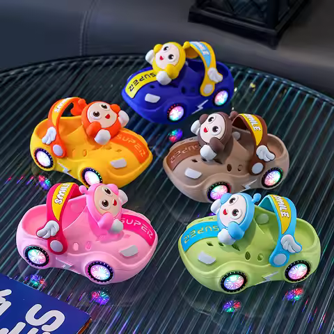Children's Indoor Soft Bottom Slip-On Shoes Female Baby Car Light up Shoes Anti-Slip Cool Slippers M