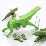 KBS Vegetable Chopper Veg Cutter Bhindi Chilli Cutter Multi Cutter 2 in 1 Peeler Plastic
