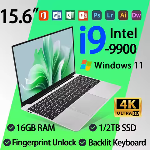 Intel Core i9 9900 Laptop Windows 11 16GB RAM 1TB SSD 4K HD Screen Portable Slim Laptops PC Gamer 15