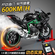 1:9 Kawasaki H2R Dynamic Diecast | Alloy Spray Sound Light Steering Suspension Boxed Aloi Dinamik | 