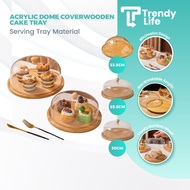 Acrylic Dome Cover Wooden Cake Tray Baking Tray Bekas Kuih Raya Tempat Simpan Kuih Raya Telap Kuih Raya