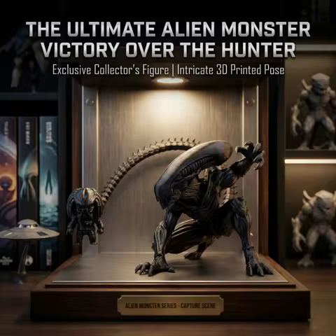 Alien Monster VS Alien Monster Hunter Ornament, Sci-Fi Style, Collectible Figurine, Home Desk Decora