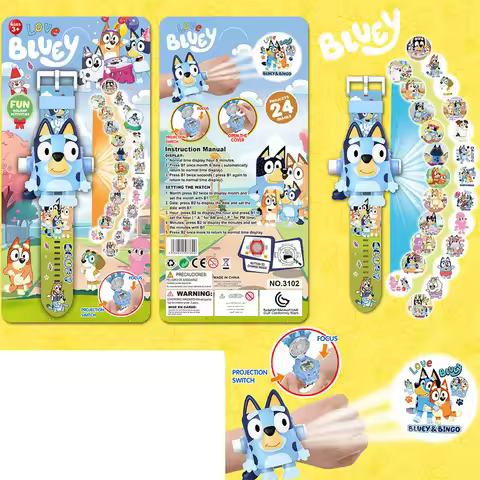 Bluey Projection Watch Electronic Display Wristwatch Anime Peripherals Clock Cartoon Projection Patt
