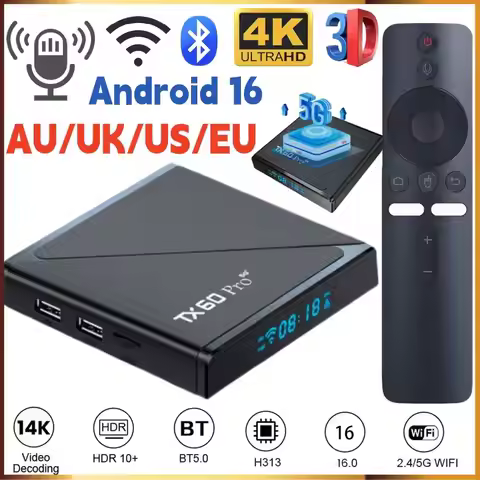 16G 256G Android 24Smart TV Box Quad Core 2.4G&5G Dual WiFi6 Media Player Set Top Box Digital Voice 