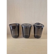 BLACK OVAL PET CUP 16oz sold per 50pcs with strawless lid with flat lid