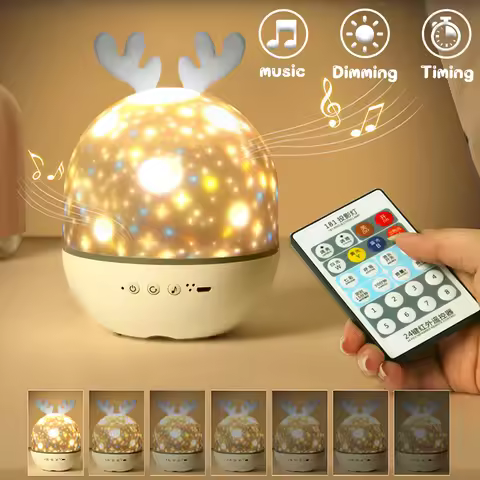 Starry Sky Projector Bluetooth Speaker Deer USB Bedroom Night Lights Speaker Starry Sky Star Rotate 