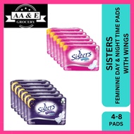 SISTERS FEMININE DAY & NIGHT TIME PADS WITH WINGS 4PCK & 8PCK
