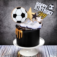 Soccer Element Birthday Cake Decor - Jersey Cleats Soccer + HAPPY BIRTHDAY Topper Set