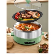 Hot Pot Household Uncoated Split Multi-Functional Electric Cooker 304 Stainless Steel Multi-Purpose Electric Food Warmer