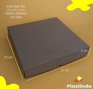 Kotak Dus Warna Coklat Muda | Box Kraft Kue Jajan Roti 22x22x5 cm | Dus Makanan isi 10 pcs Tanpa Lam