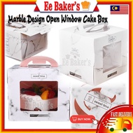 Marble Cake Box 6 Inch 8Inch Open Window Cake Box 6 inch 8 inch Open Window Cake Box with handle Kotak Kek 蛋糕盒子