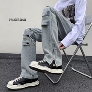 Seluar beg Seluar Kerja Vintage seluar kargo lelaki Seluar jeans keperibadian jalanan tinggi Amerika