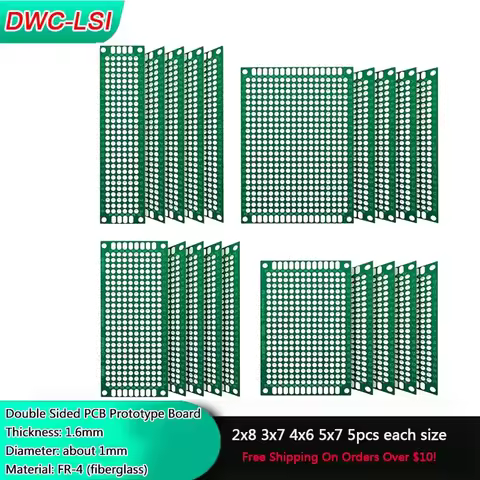 20 PCB Green Circuit Boards, Double Sided PCB Prototype Boards with 4 Sizes Compatible PCB Prototype