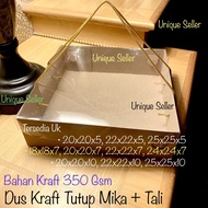 [Isi 10] Dus KRAFT Tali Tutup Mika Uk 18x18 20x20 22x22 24x24 25x25 / Dus Box Kotak Nasi R8 R10k R10