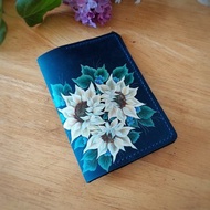 Blue leather passport holder for women Passport cover passport case travel gift