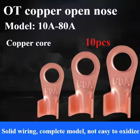 10pcs/pack OT Type OT Wire Nose Terminal Crimp Copper 10A-80A OT Cable Connector Kit 1.5-16mm2 Bolt 