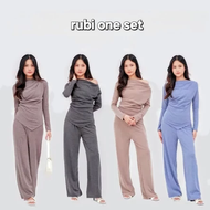 RUBY ONE SET Lengan Panjang / Setelan Kulot Wanita Baju Muslim Bahan Knit