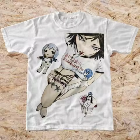 Neon Genesis Evangelion Y2k Anime Girl Graphic Classic Style Short Sleeve T-shirt Men Women 2026 Har