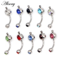 1 pc Piercing Navel Surgical Steel Single Crystal Rhinestone DIY Belly Button Rings Navel Piercing O
