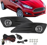Silscvtt 2 PCS Front Fog Lights Lamps Assembly Replacement for Fiesta 2013-2018 Left and Right Side 