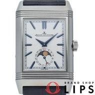 積家 Reverso Tribute Moon 腕錶 Q3958420/216.8.D3，含錶盒、保固卡、不鏽鋼/皮錶帶，男士腕錶，銀色/藍色，拋光處理，成色極佳 [二手]