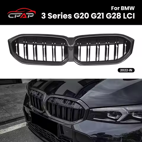 Real Dry Carbon Fiber Grille For BMW 3 Series G20 G21 G28 LCI 2022-IN Front Bumper Hood Grills Mesh 