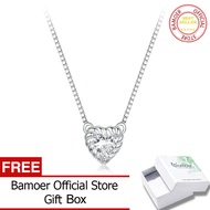 BAMOER 925เงินสเตอร์ลิงหัวใจสร้อยคอจี้เพชรโมอิสสำหรับผู้หญิงวันวาเลนไทน์งานแต่งงานเครื่องประดับที่ดี