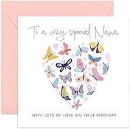 Old English Co. Butterfly Hearts Special Nana Birthday Card - 60th, 70th, 80th, 90th Nana Adult Fema